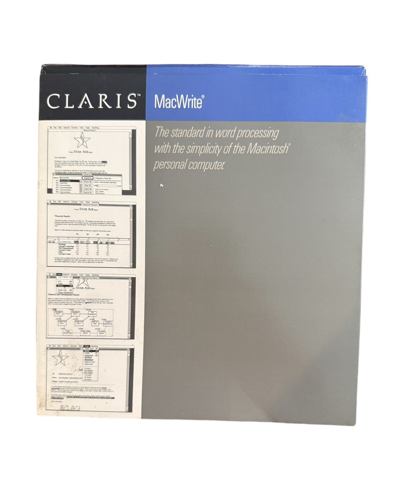 Vintage Claris MacWrite 5.0  for Apple Macintosh Computer Open Box No Disc