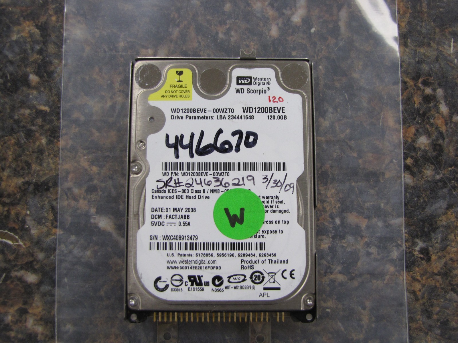 WD SCORPIO WD1200BEVE 120GB 5.4K RPM 2.5" ATA-100 Hard Drive -TESTED & WORKS-NP3