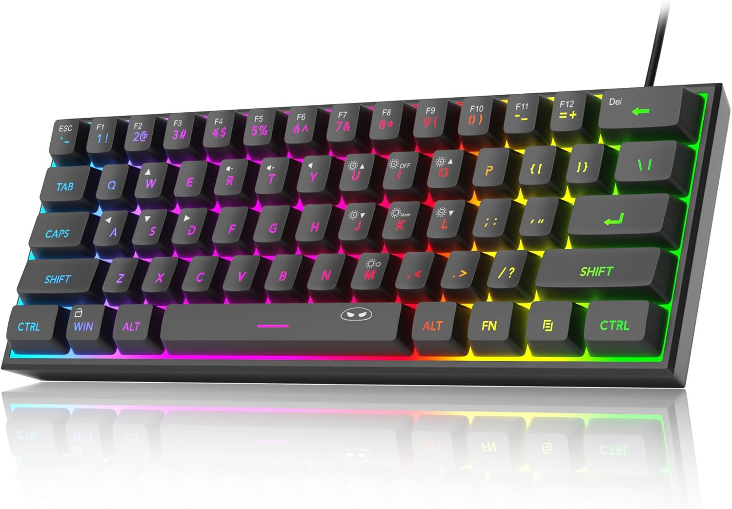 Mini 60% Gaming Keyboard, RGB Backlit 61 Key Ultra-Compact Keyboard