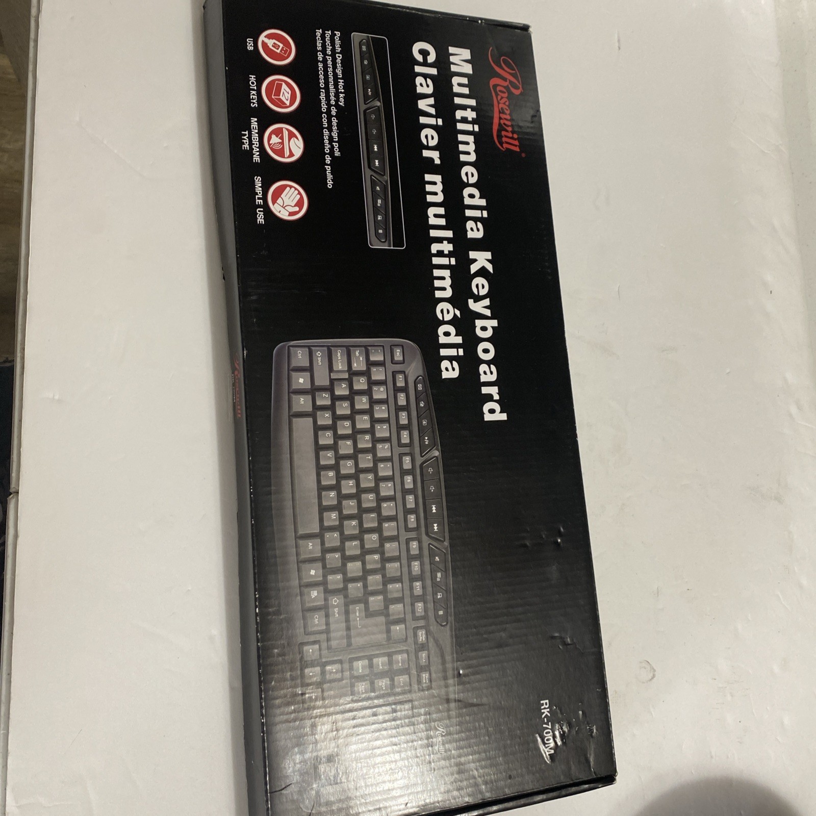 Rosewill Rk-700m USB Keyboard Membrane Keys Black Multimedia Keyboard New