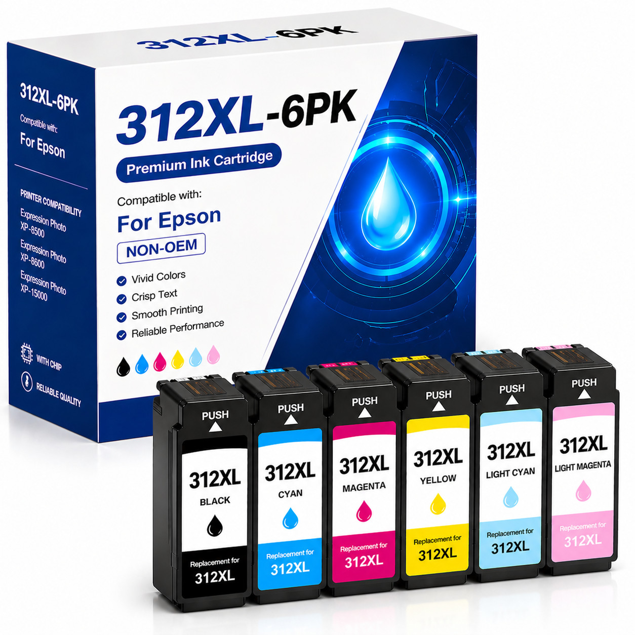 312XL Compatible Ink Combo 6-Pack for Epson XP-8500 312