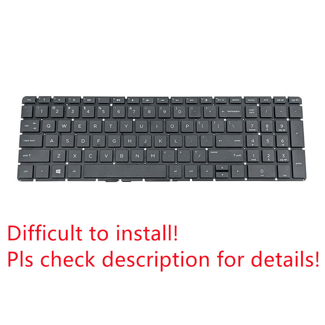 Original US Black Non-Backlit Keyboard for HP 15-bw075nr