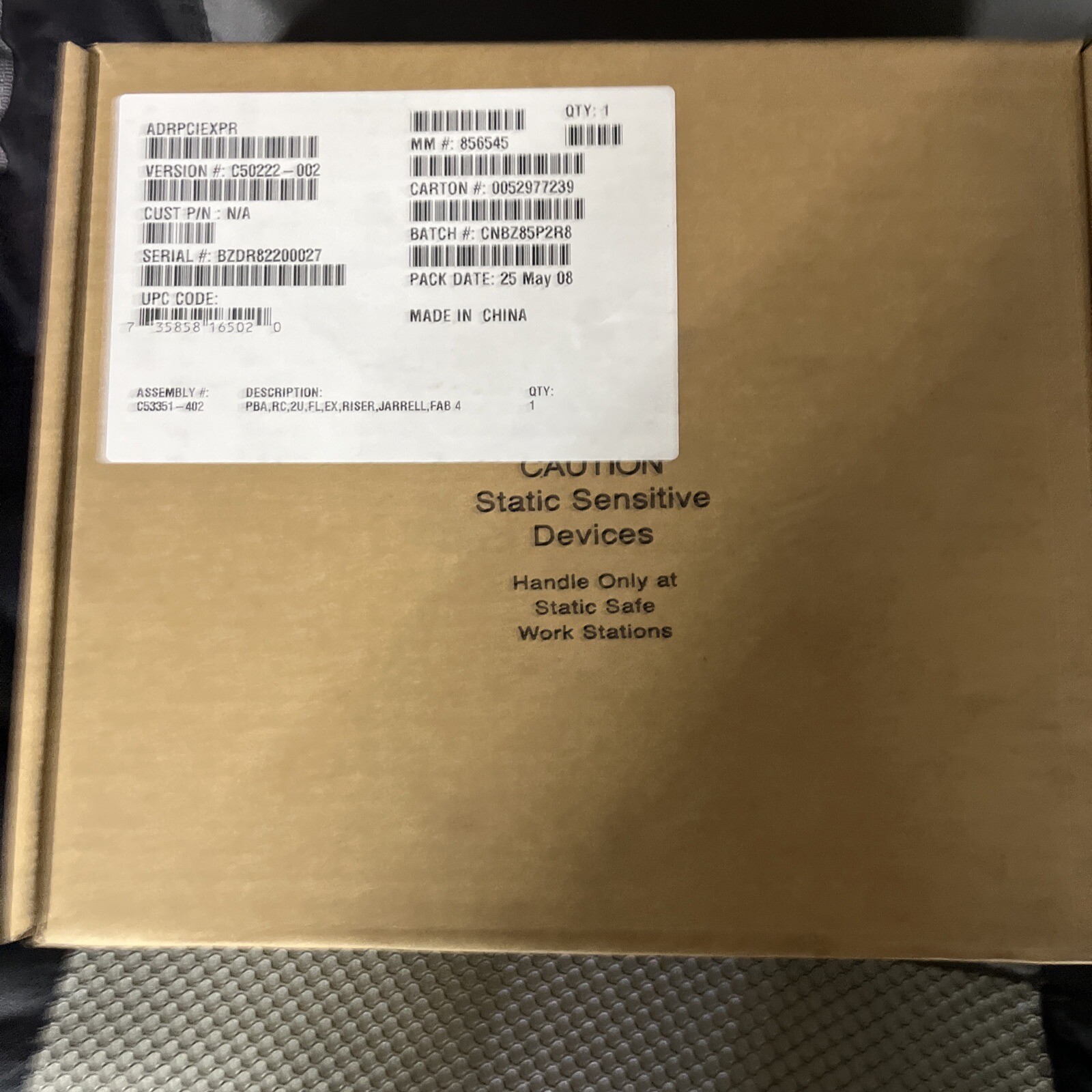 INTEL ADRPCIEXPR SR2400 2U PCI-e RISER C53351-402 - NEW, MENT()