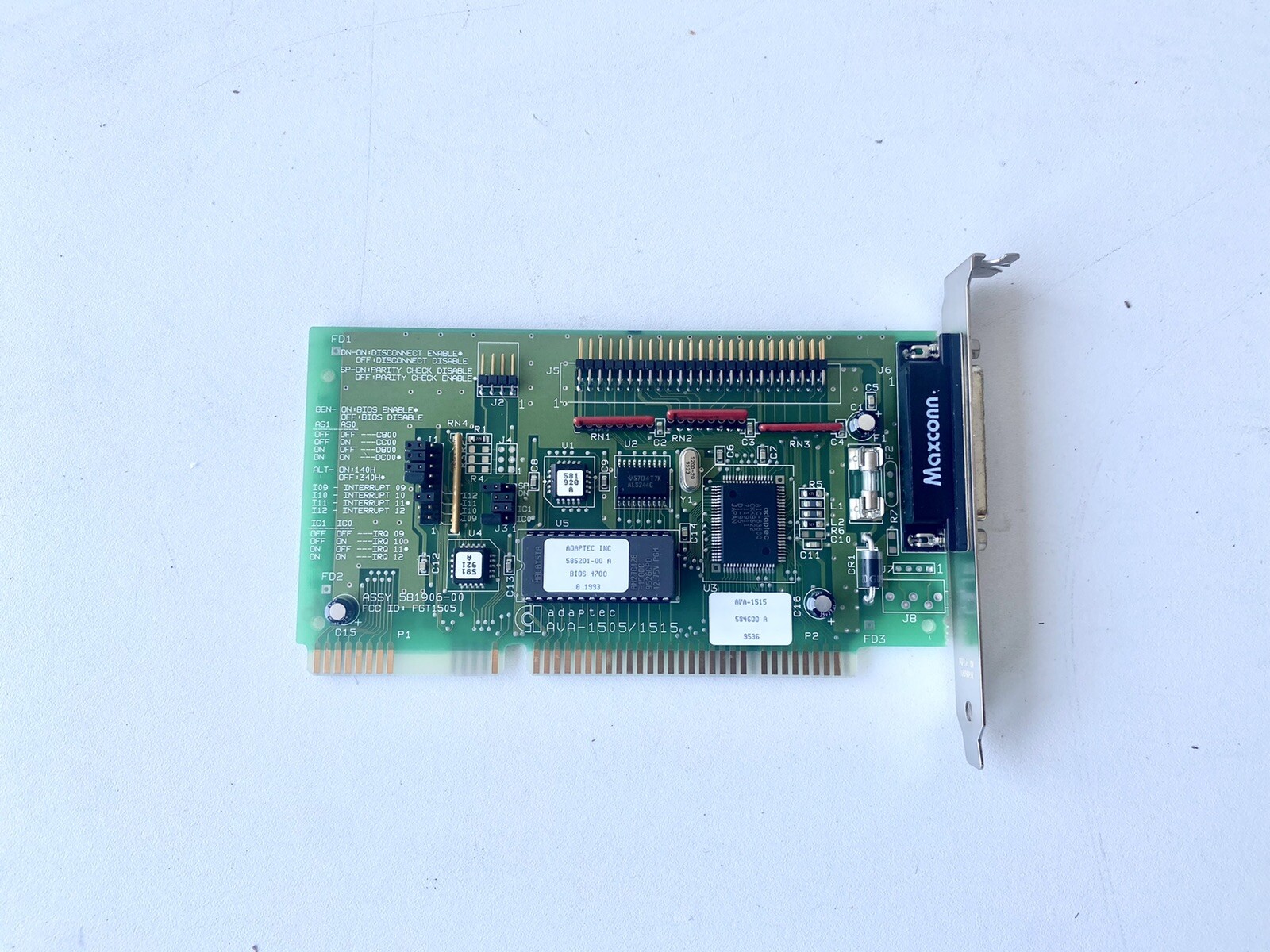 Adaptec AVA-1505/1515 ISA SCSI Host Adapter Card Vintage PC Interface Tested