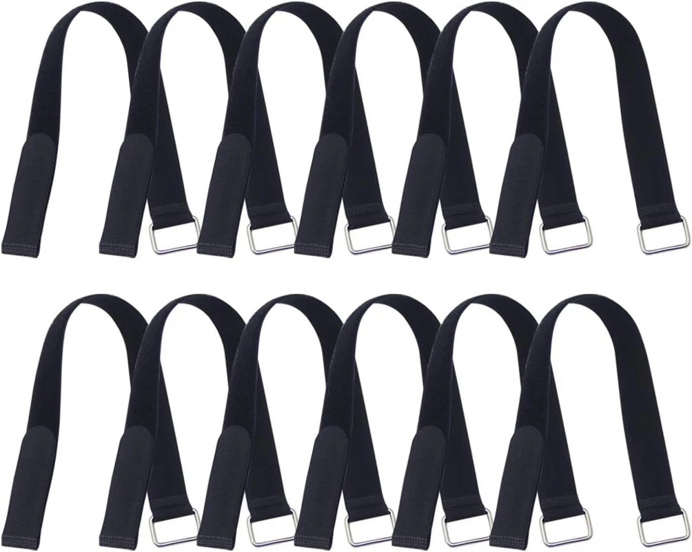 12 Pcs 18x1 Inch Adjustable Hook and Loop Fastening Nylon Strap with Buckle