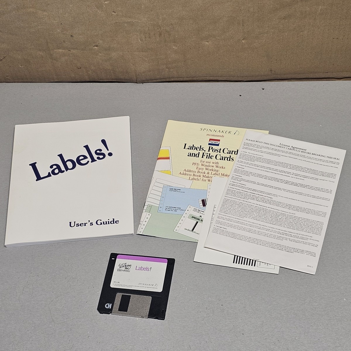 Labels for Windows Spinnaker Software Floppy Disk Manual Inserts