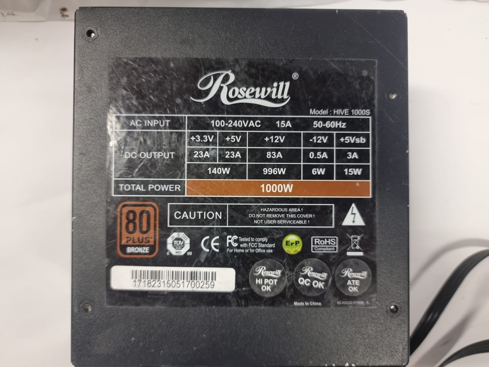 Rosewill HIVE-1000S 80 Plus Bronze Semi Modular Power Supply