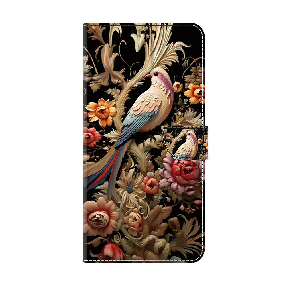 Flower Bird Robot Card Wallet Cover Case For A22 A23 A24 A25 A16 A14 A15 A17
