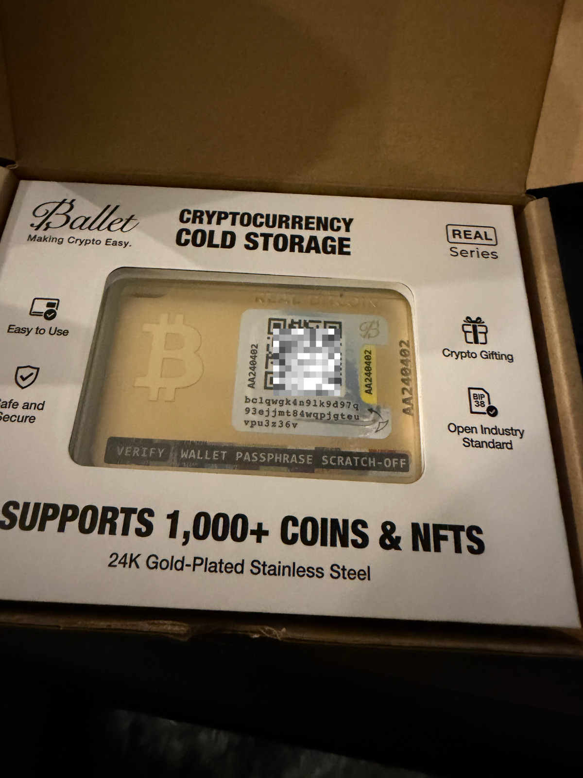 Ballet REAL Series 24K Gold Crypto Cold Storage Card NEW Unused Sealed Wallet