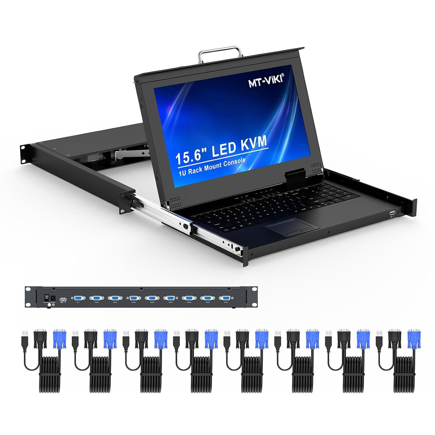 MT-VIKI Rack Mount KVM, 8 Port VGA KVM Switch w/15.6'' LCD #1791DR9