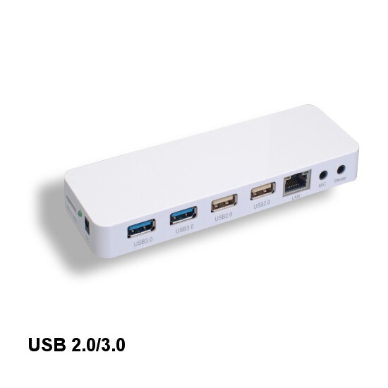 [10X] White USB 4 Ports Docking Station 3.0/2.0 w/ RJ45 Audio Mic Socket 5Gbps