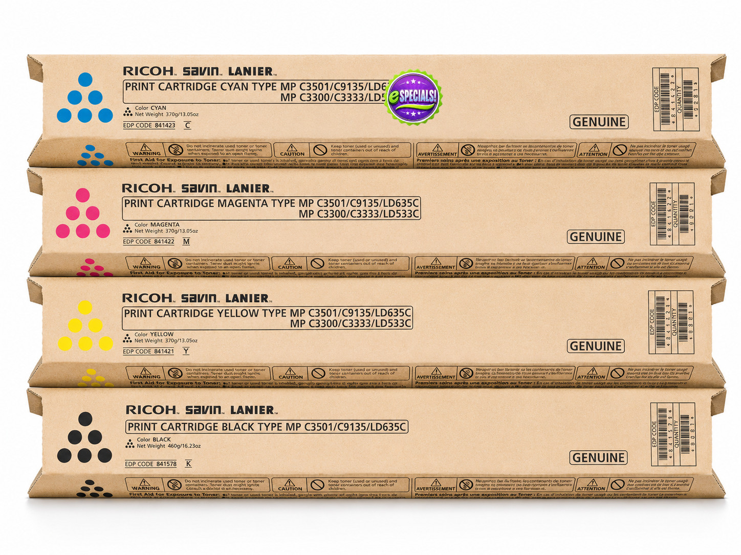 Genuine Ricoh 841578 841421 841422 841423 Toner Set We Ship Fast