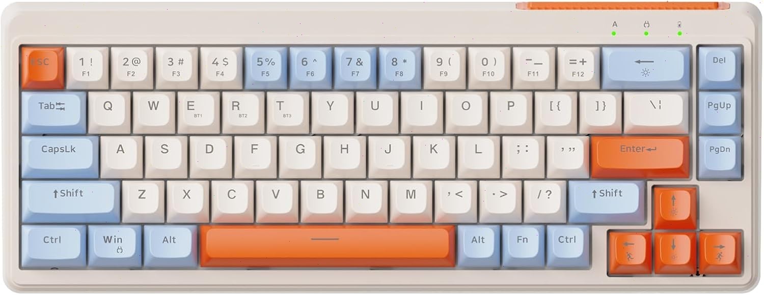 FREEWOLF M68 60% Wireless Tri-Mode BT/2.4GHz/ Wired Membrane Silent Keyboard