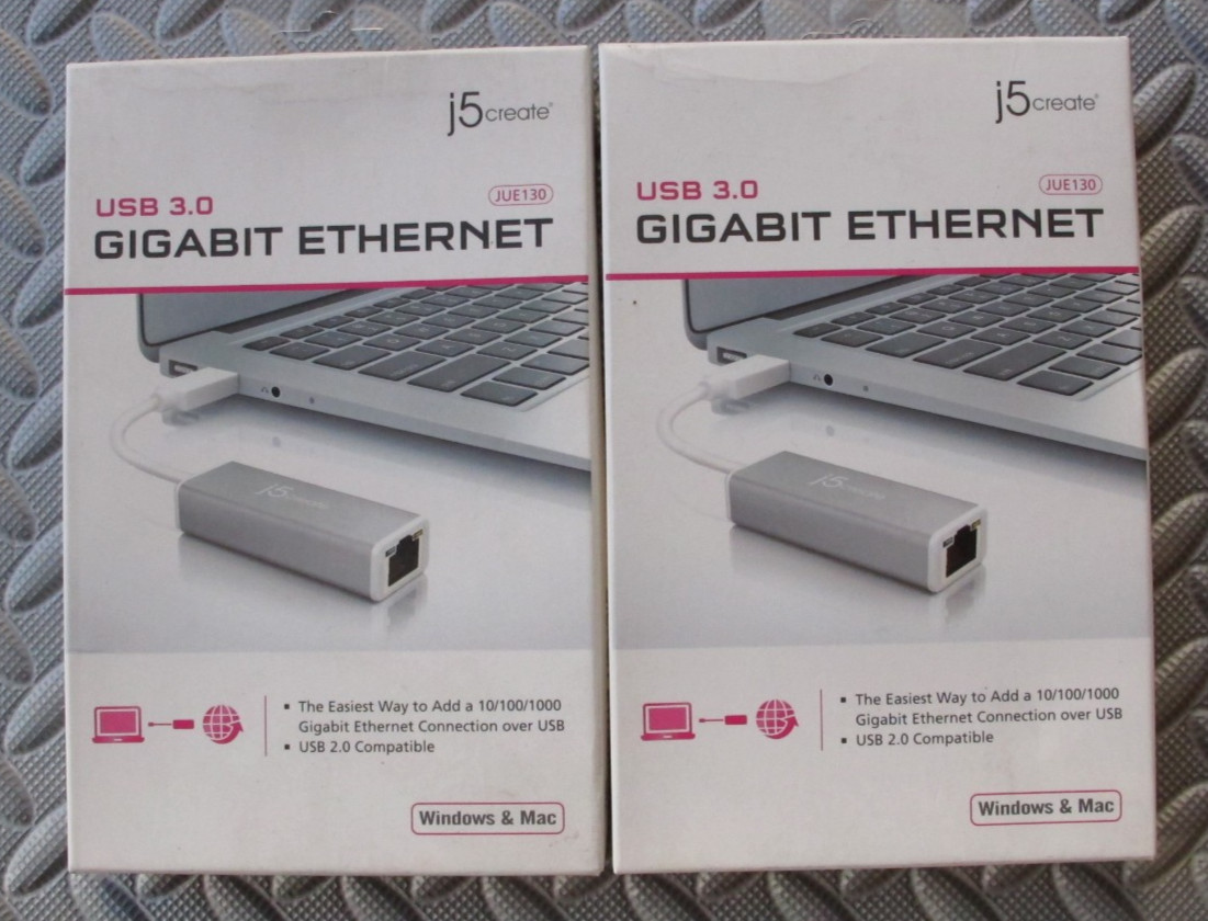 j5create USB 3.0 to RJ45 Gigabit Ethernet Adapter 10/100/1000 Ethernet LAN 2pk