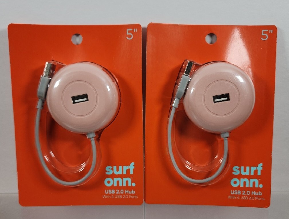 2 Pack-Surf ONN USB 2.0 Hub with 4 USB 2.0 Ports in one Connection 5 inch NEW 