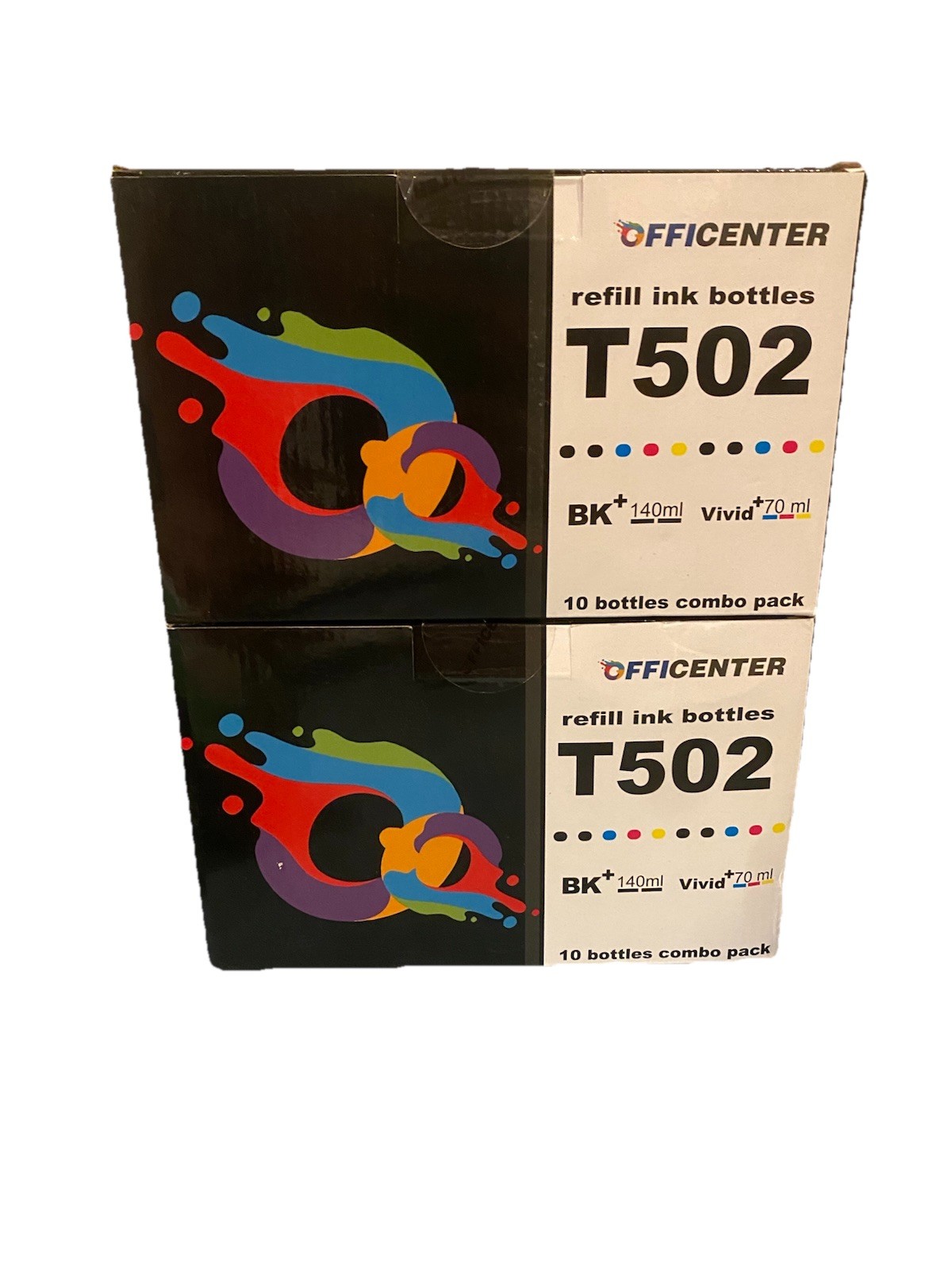 🔥(2pk)Officenter 10 Bottle Combo Pack Refill Ink Bottles T502 BK140mL Vivid70mL