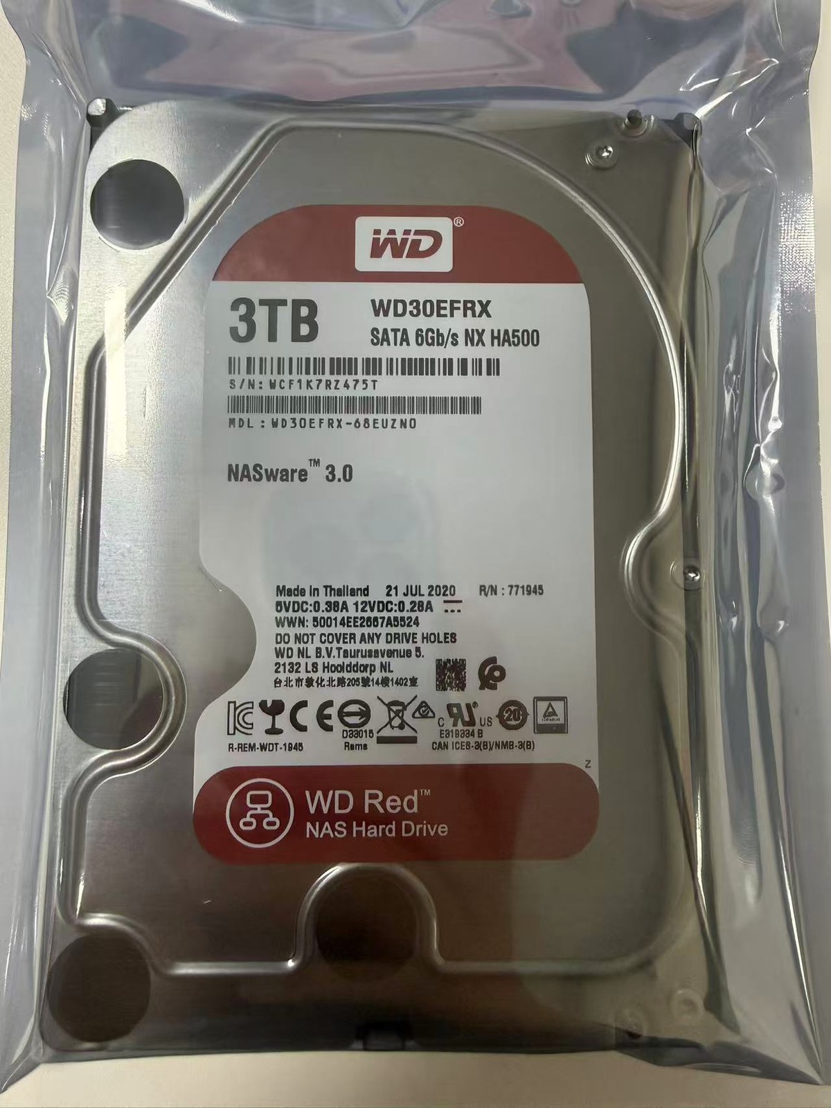 Western Digital WD30EFRX 3TB SATA 5400RPM 3.5" Internal NASware HDD Hard Drive