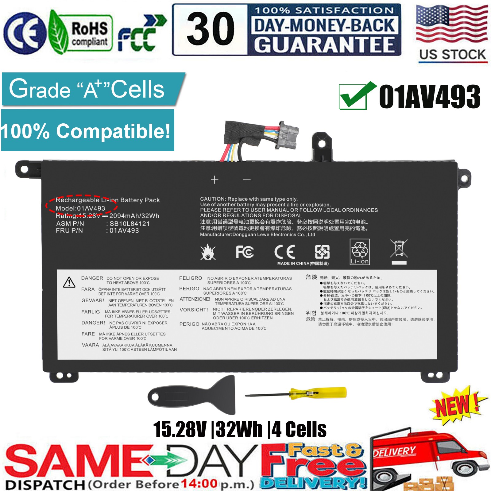 01AV493 00UR891 Internal Battery for Lenovo ThinkPad T570 T580 P51S P52S 00UR890