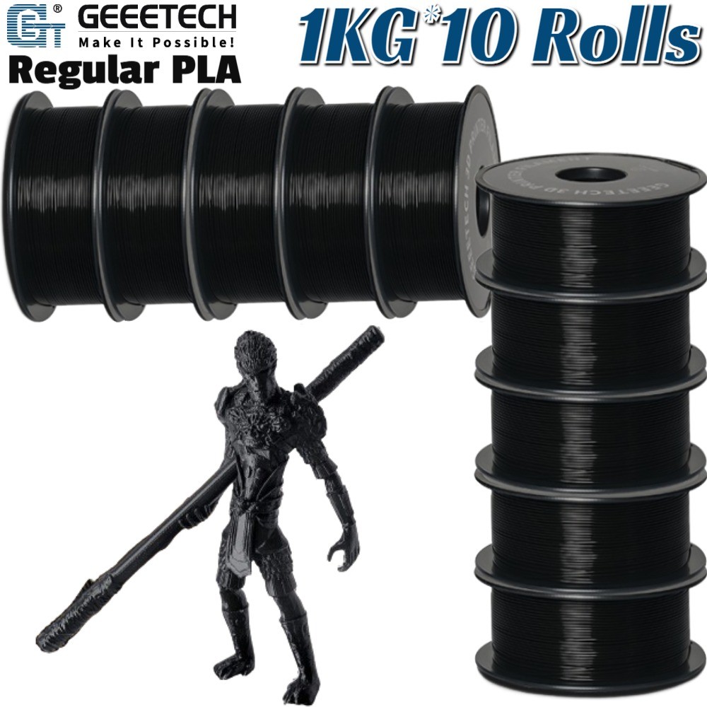 10PCS GEEETECH Regular PLA Black 3D Printer Filament 1.75MM 1KG/Roll Consumables