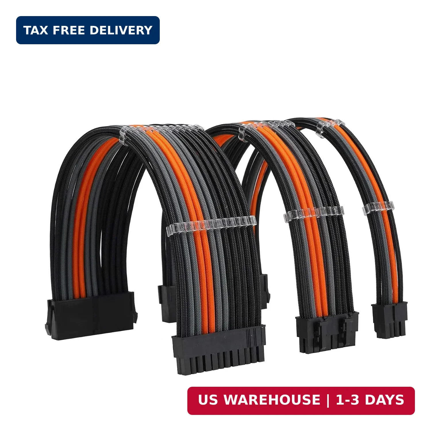 PSU Cable Extension Kit 18AWG Sleeved, 24 Pin ATX + 8 Pin EPS + Dual 8 Pin PCI-E