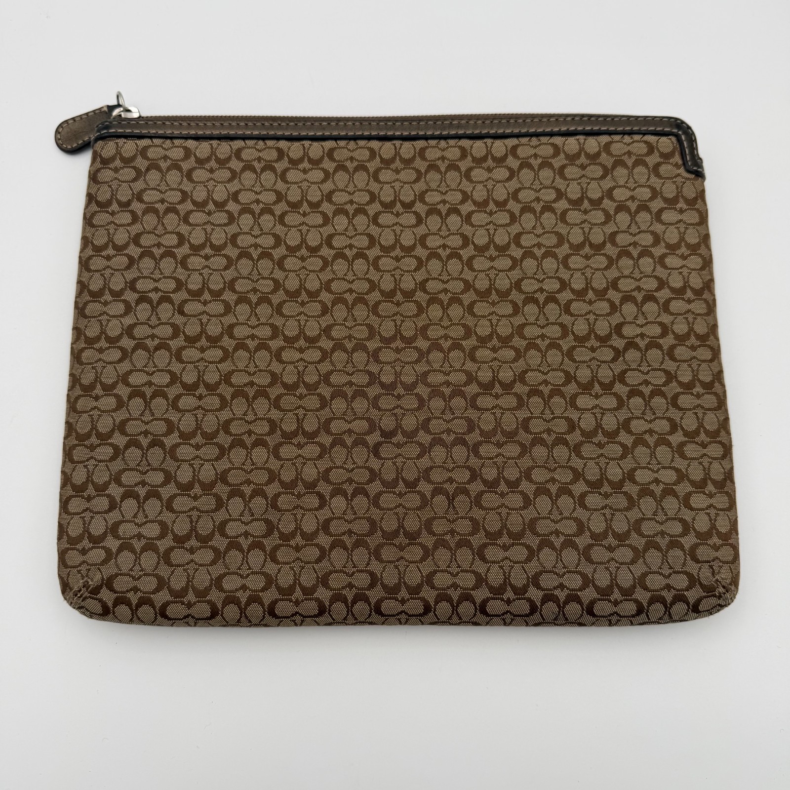 Coach Tan Signature Monogram iPad Tablet Padded Protective Case Sleeve Zip