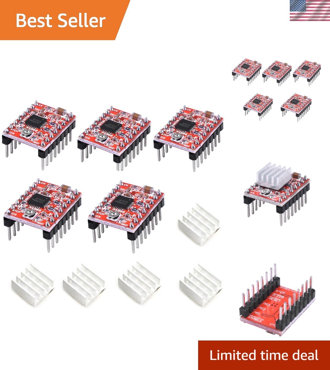 5pcs A4988 Stepstick Stepper Motor Driver Module with Heatsink for 3D Printing