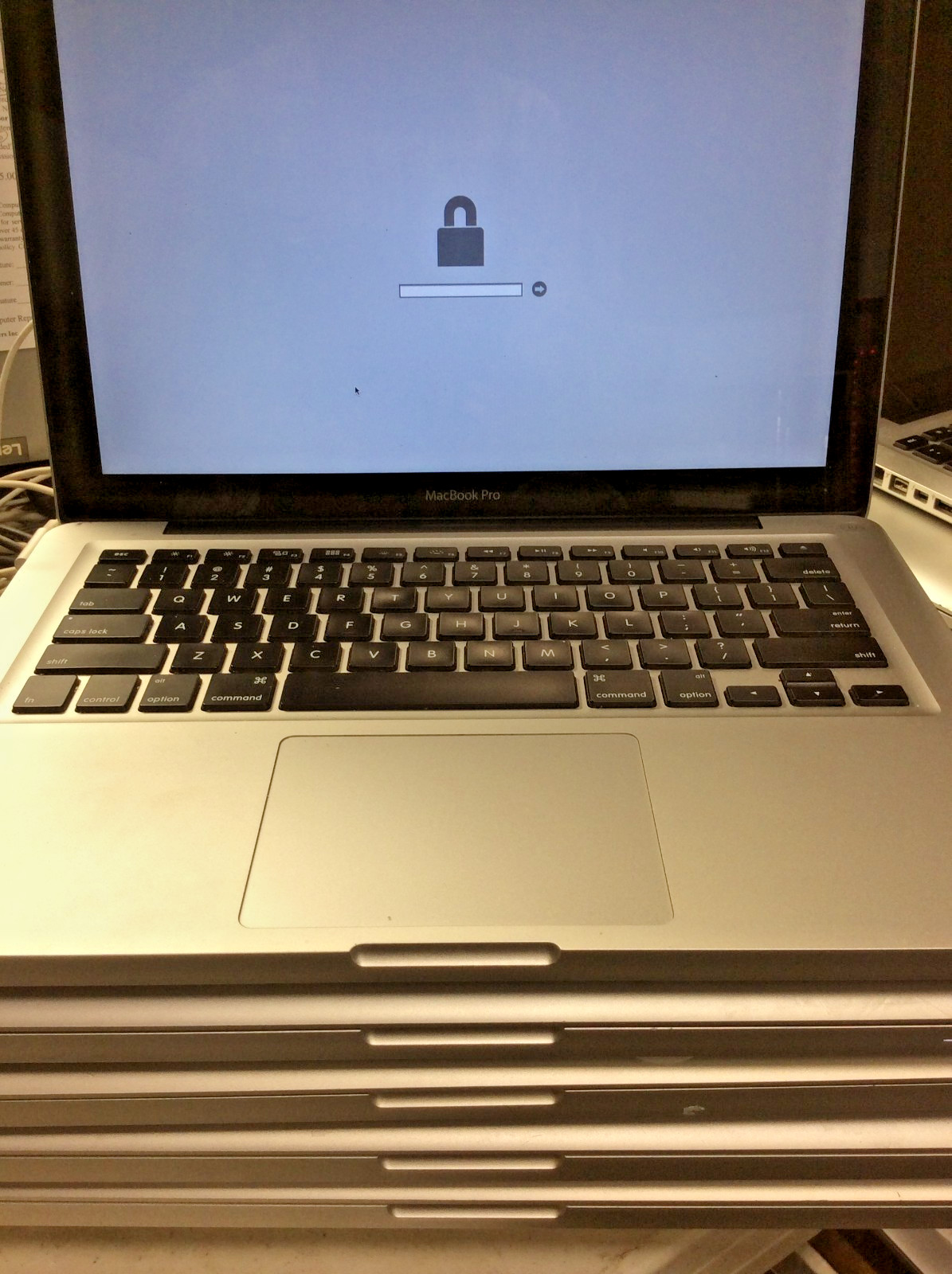 A Lot Of 5 Apple MacBook Pro Model A1278 4GB No HD with EFI password  on  AS IS
