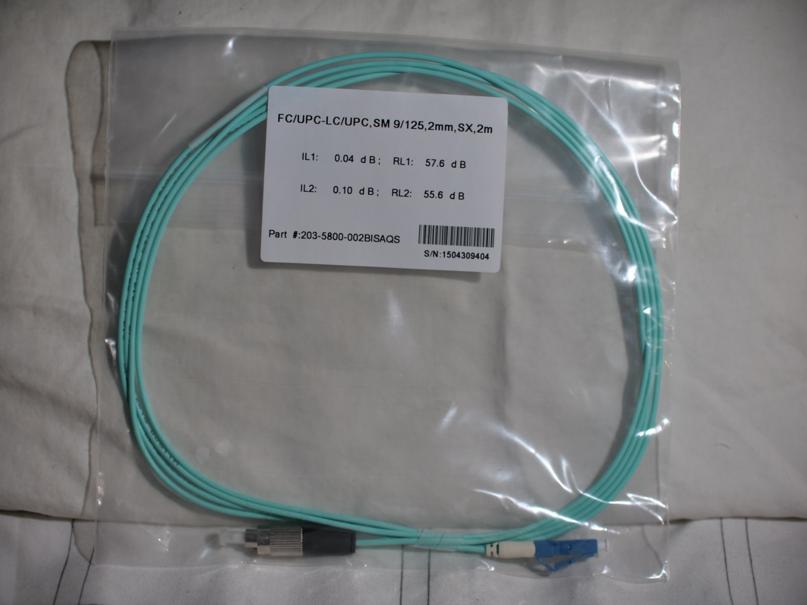 FC\UPC-LC\UPC, Singlemode, Simplex fiber jumper 2m Aqua