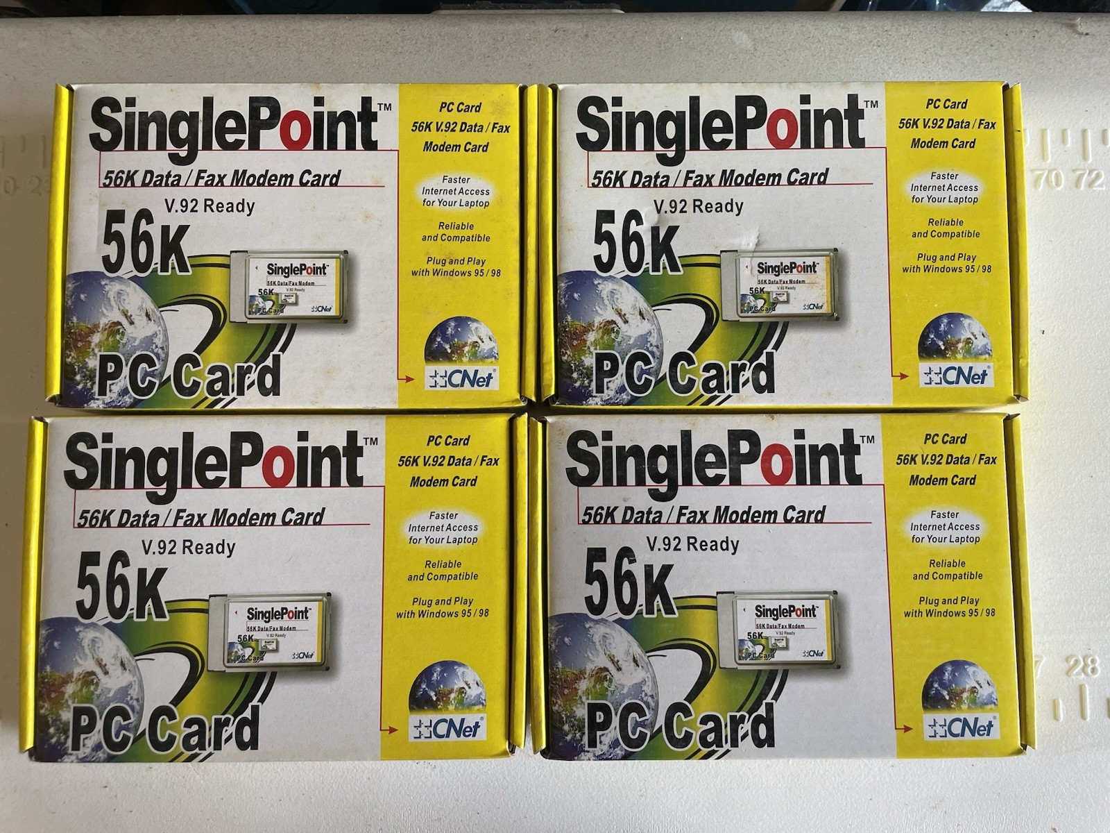 CNet SinglePoint 56K V.92 PCMCIA Modem Card NIB Laptop Internet Win 95/98/XP
