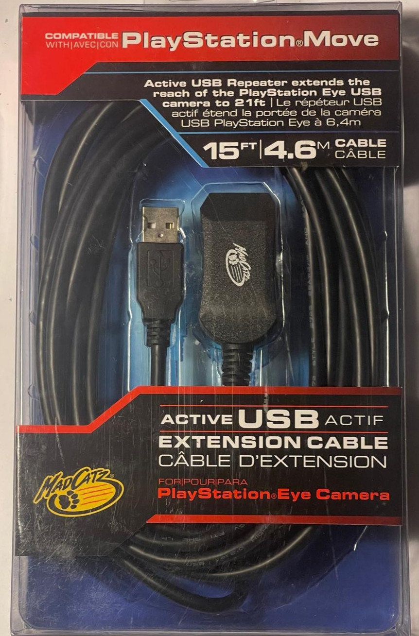 Madcatz Active USB Extension Cable For PlayStation Move 15 Ft for PS Eye Camera
