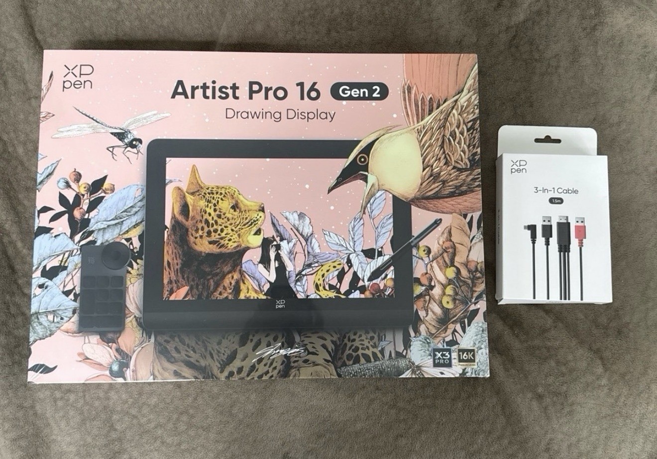 XP-Pen Artist Pro 16 Gen 2 Graphics Tablet Display, Stylus, 3-in-1 Cable