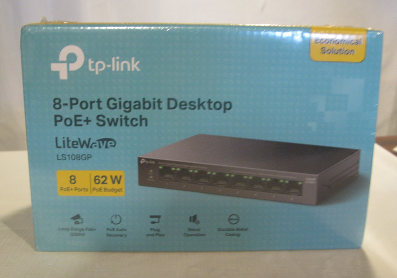 Ptp Link, 8 Port Gigabit Desktop PoE Switch, LS108GP, New