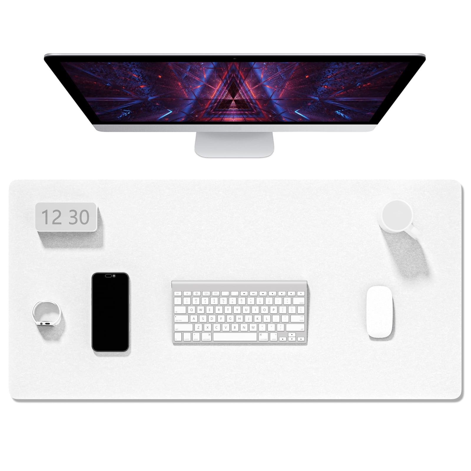 Felt Desk Mat, Minimalist Large Mouse Pad XXL 35.5 x 15.7 in, Desk Matt for D...