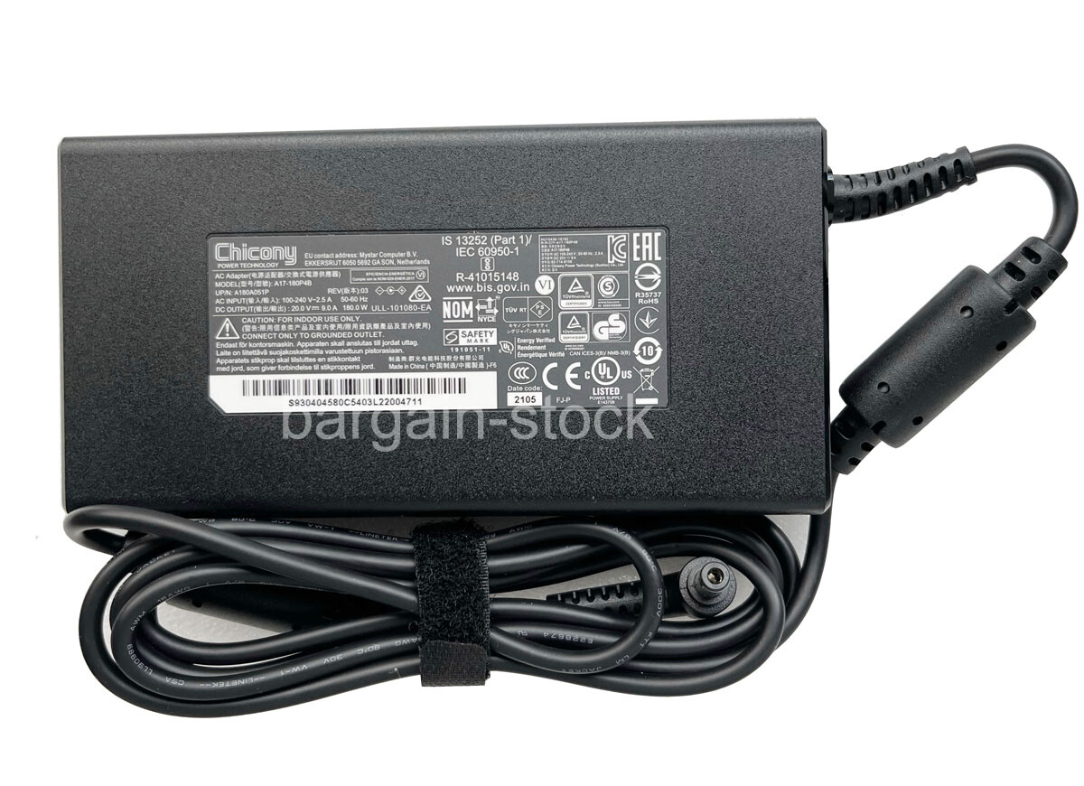 Chicony 20V 9A 180W AC Adapter For MSI Creator 15 A10SET-088 5.5*2.5mm Charger