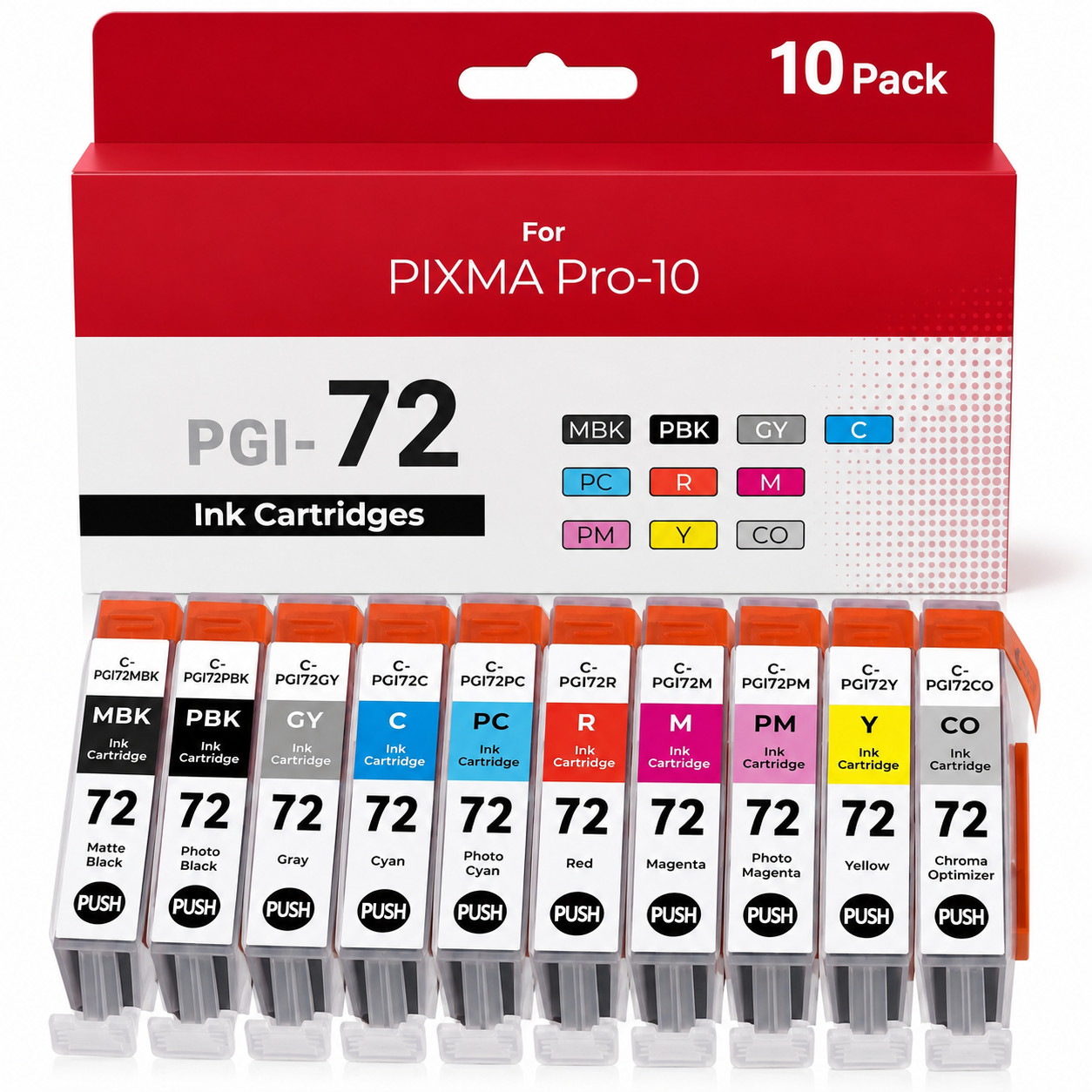PGI-72 Ink 10-Pack Ink Cartridges Compatible for Pixma Pro-10s Printer