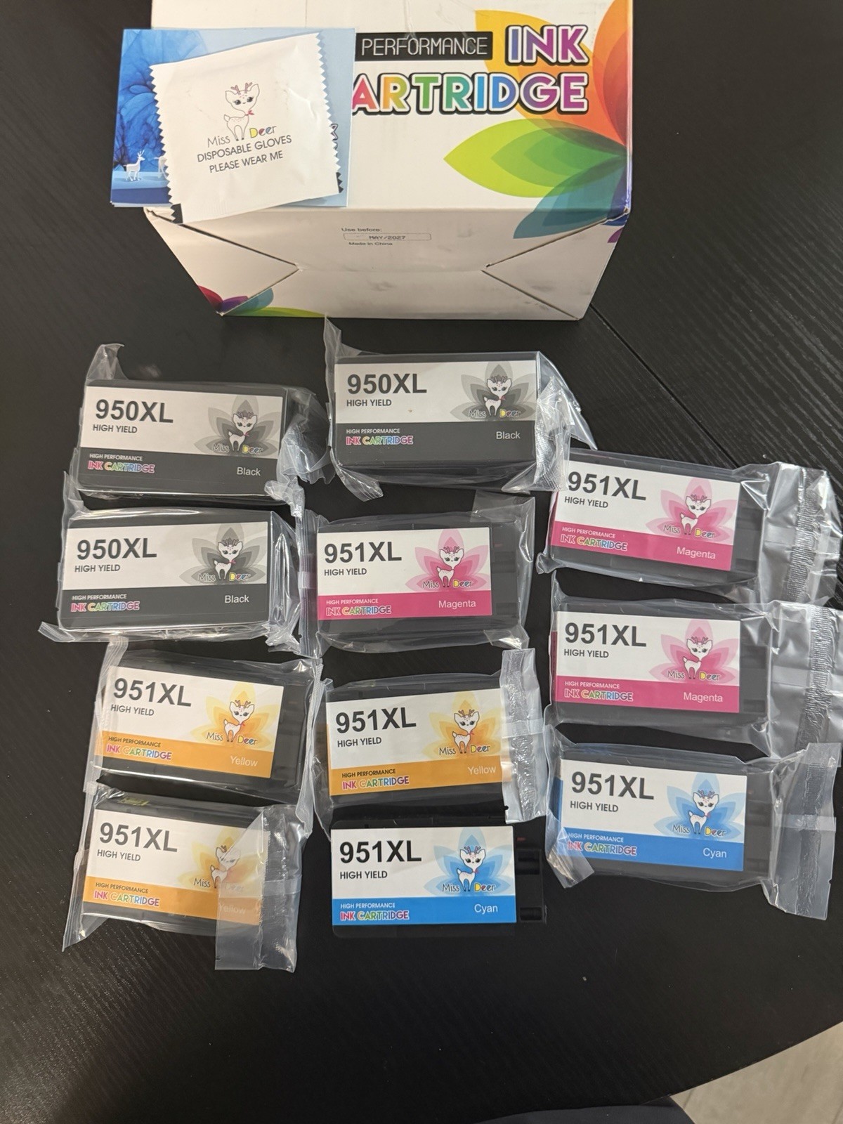 950XL & 951XL Replacement Ink Cartridges for HP, Miss Deer (Lot of 9) New Sealed