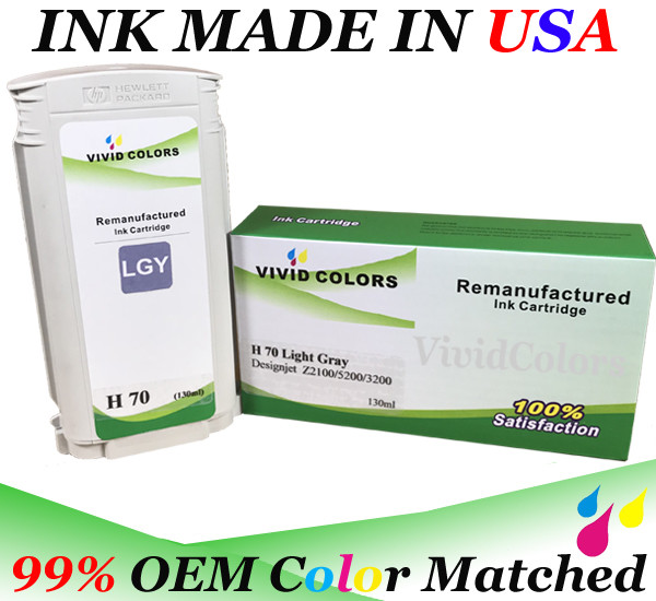 Reman HP 70 Light Gray C9451A  HP70 LGY  Ink Cartridge for Z2100 Z3200 Z5200