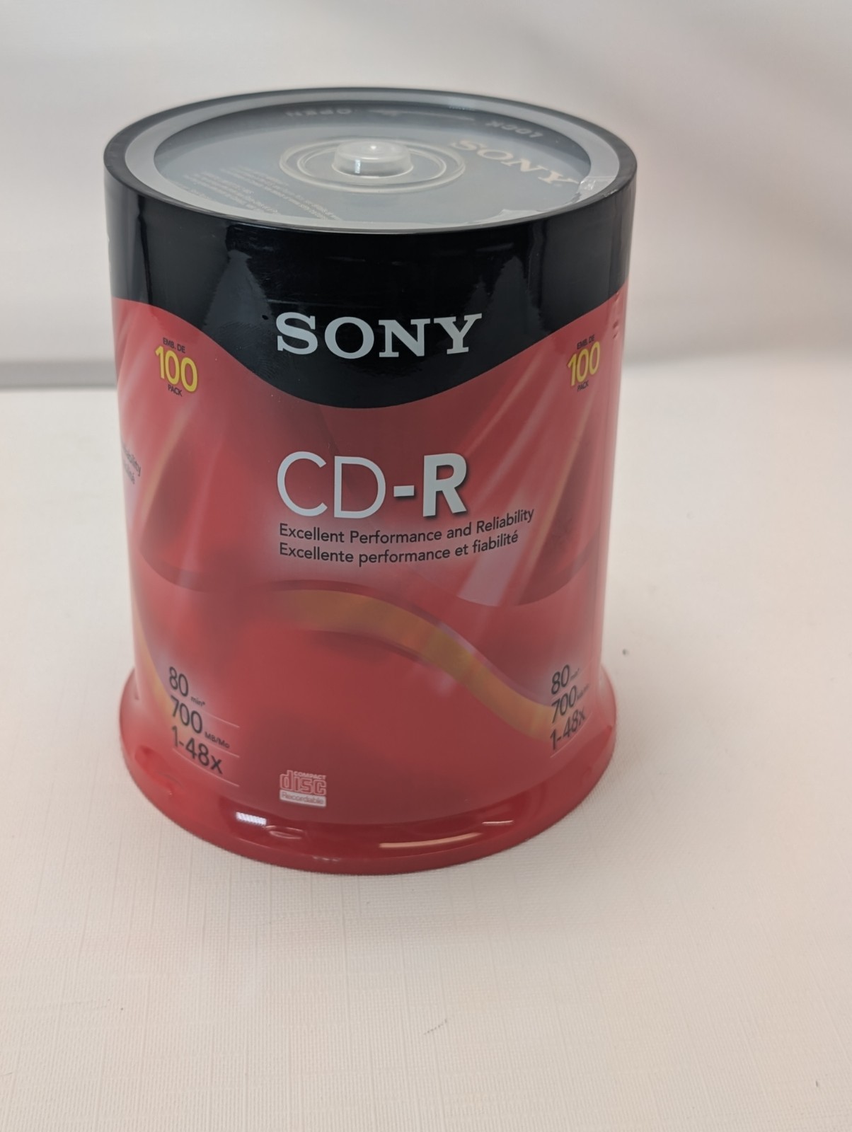 SONY CD-R 80 Min 700 MB 1-48x Recordable Compact Discs CDs 100-Pack NEW SEALED