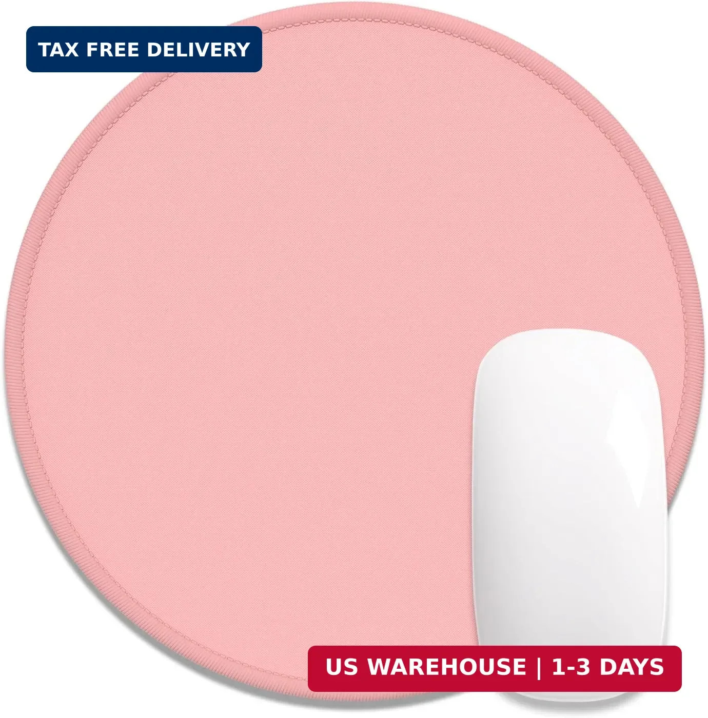 Round Mouse Pad, Cute Small Computer Mouse Mat, Stitched Edge, Non-Slip Rubber,