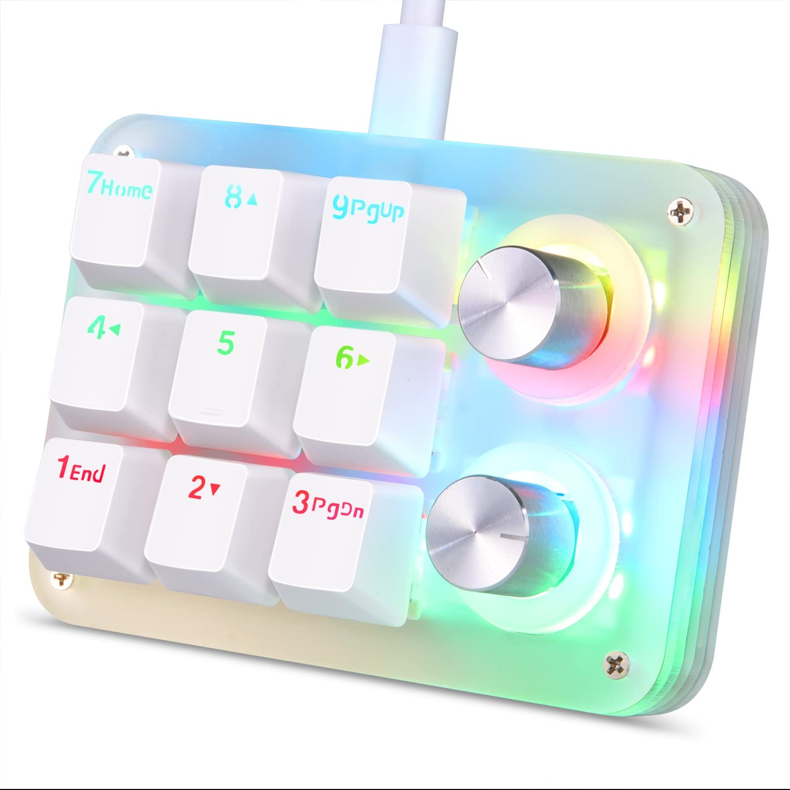 9Key Mechanical Numpad 2 Programmable Knobs LED Backlit Macro Keypad PC