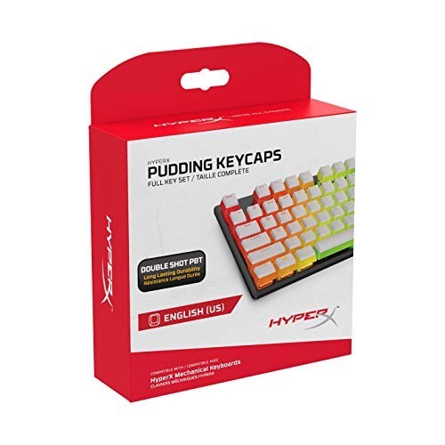 PBT Pudding Keycaps Set, Full 104 Key, White, OEM Profile Mechanical Keyboard