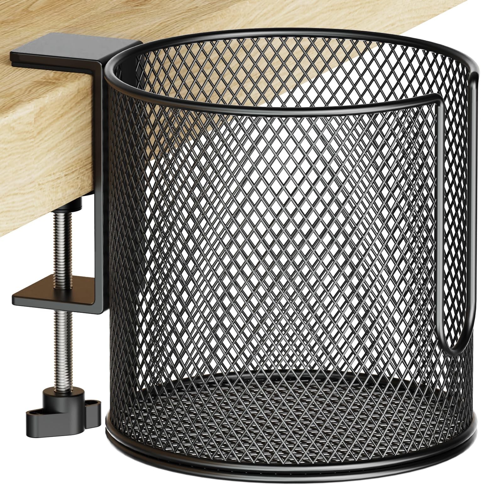 Large Desk Cup Holder, Fully Covered Anti-Spill Clip on Table Cup Holder, Off...