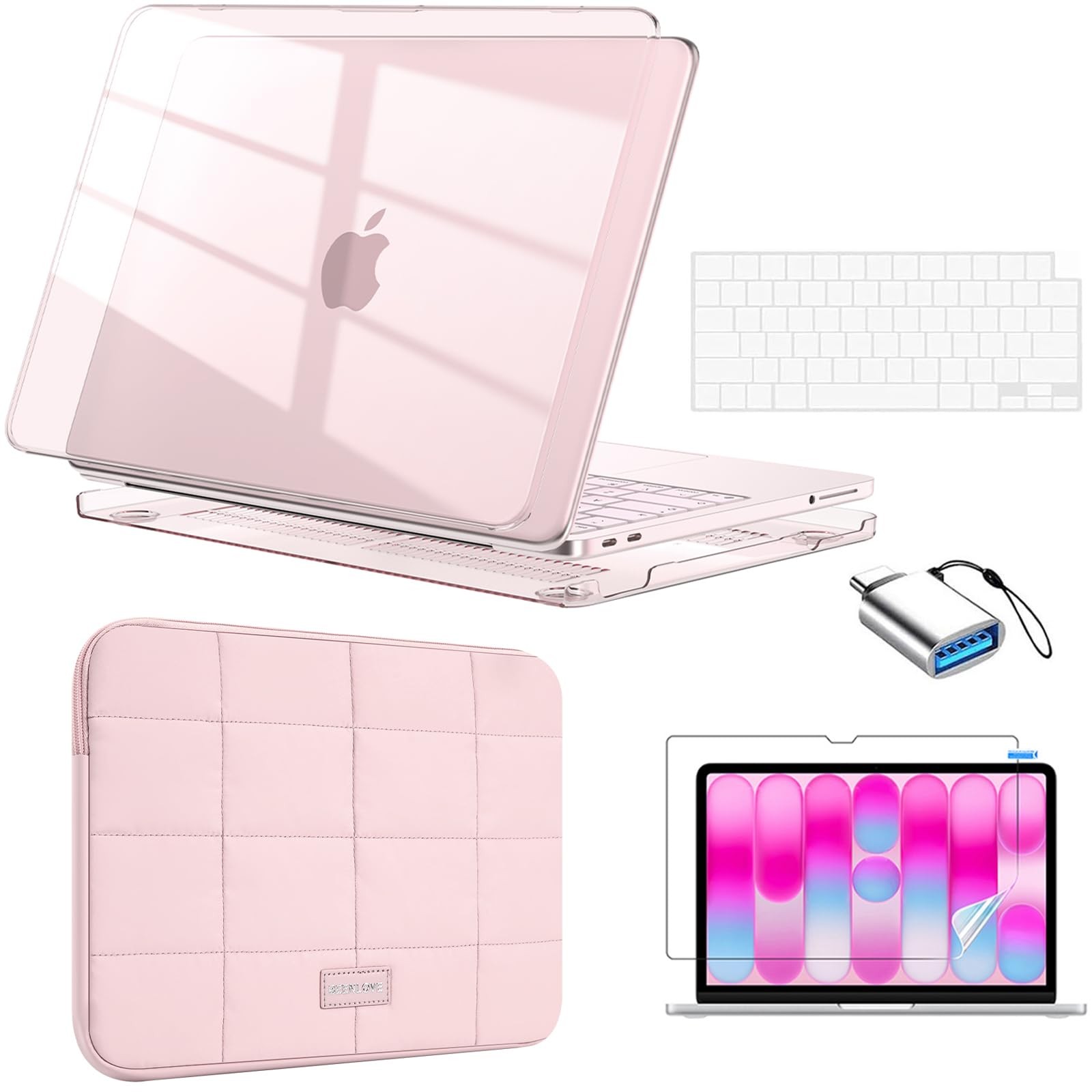 EooCoo for MacBook Neo Case 13 inch 2026 Model A3404 with A18 Crystal Blush