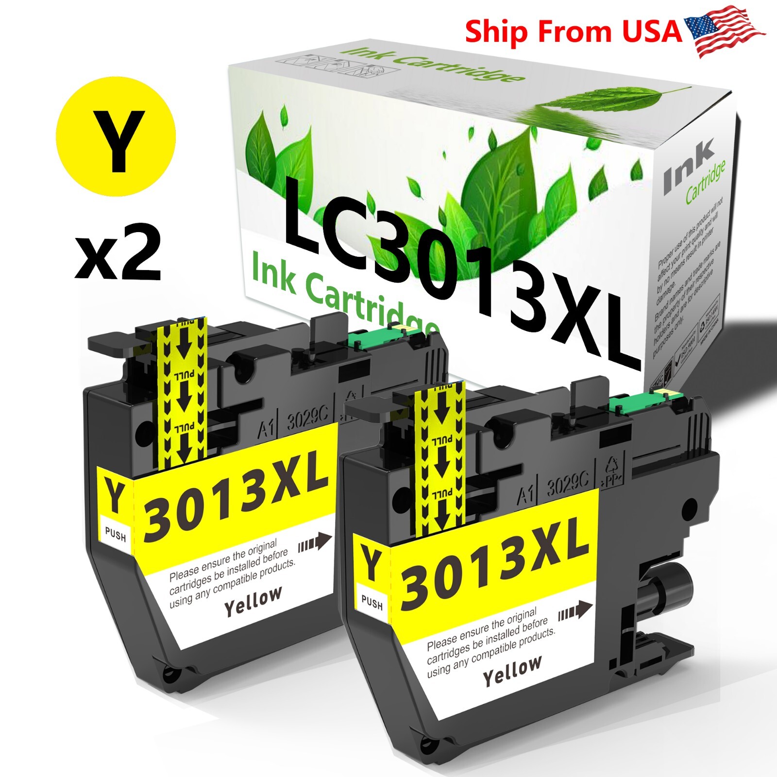 2PK replace for Brother LC3013 XL Ink Cartridge Yellow for MFC-J491DW MFC-J497DW