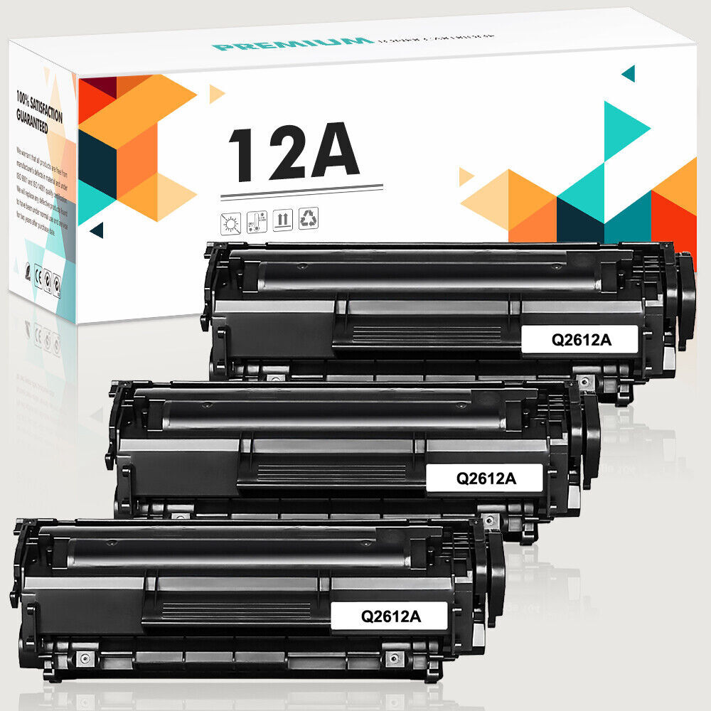 3 PACK Q2612A Toner Cartridge For HP 12A LaserJet 1012 1010 1018 1020 3030 3020