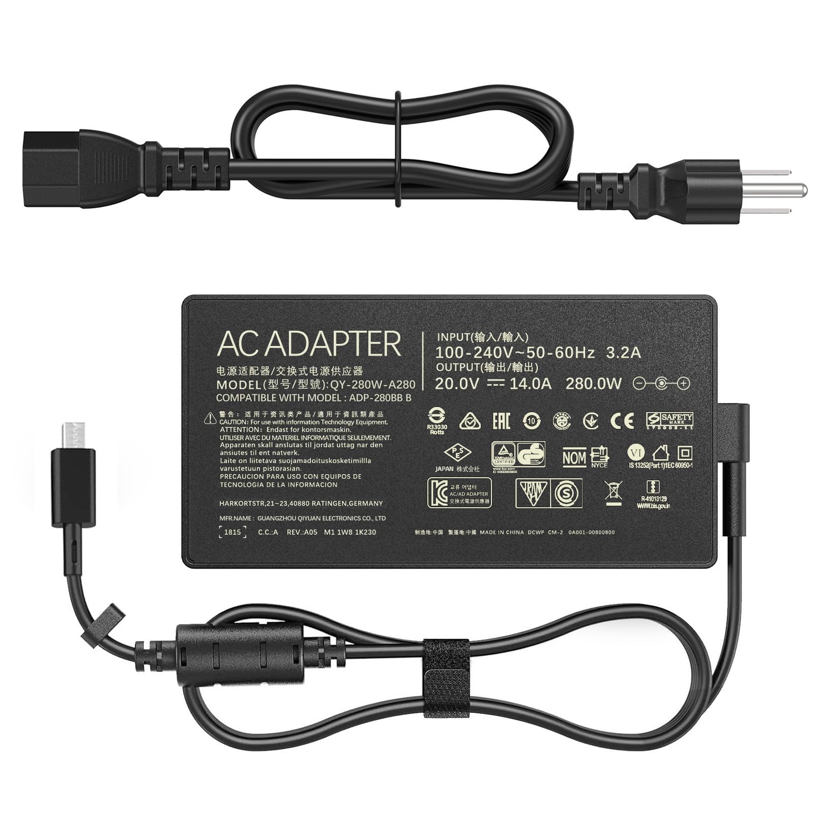 ADP-280BB B 280W Laptop Charger for ASUS ROG Strix G18 G16 TUF F16 Zephyrus