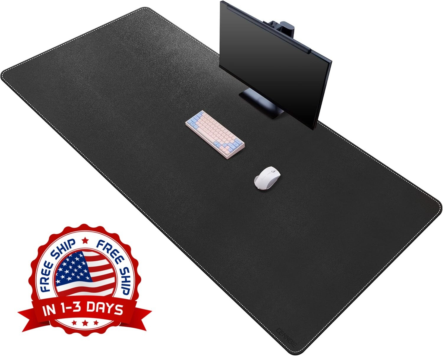 Protector de escritorio extragrande, de piel sintética impermeable (negro) NUEVO