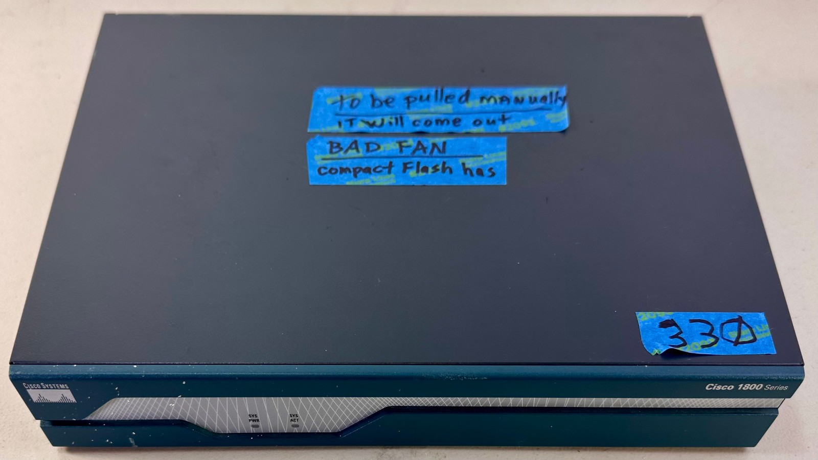 Cisco 1841 Router wBad Fan, 128GB Compact Flash missing tab For Parts but works