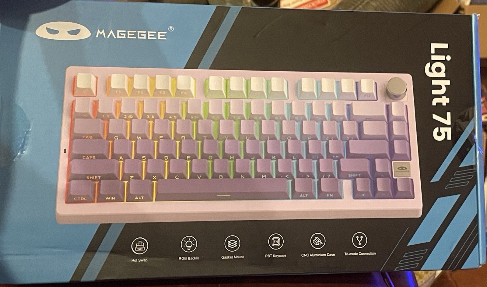 MageGee Light 75 Wireless 75% Hot-Swappable Mechanical Keyboard w/ Knob Tri-Mode