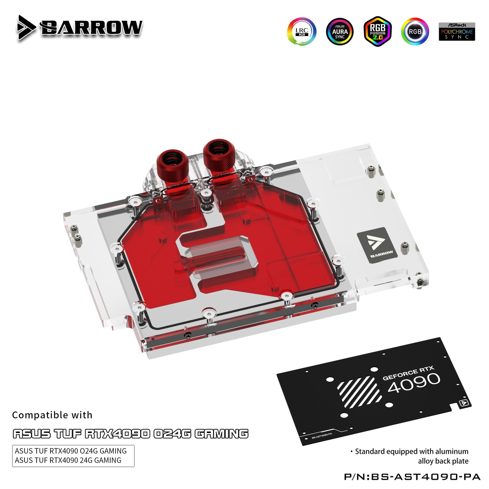 Barrow Full Cover Water Cooling GPU Block for ASUS TUF 4090 BS-AST4090-PA